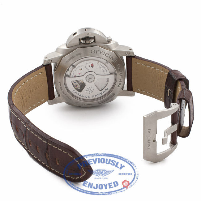 Panerai Luminor 1950 3 Day Power Reserve GMT Stainless Steel PAM00320 VUZ767 - Beverly Hills Watch Company Watch Store