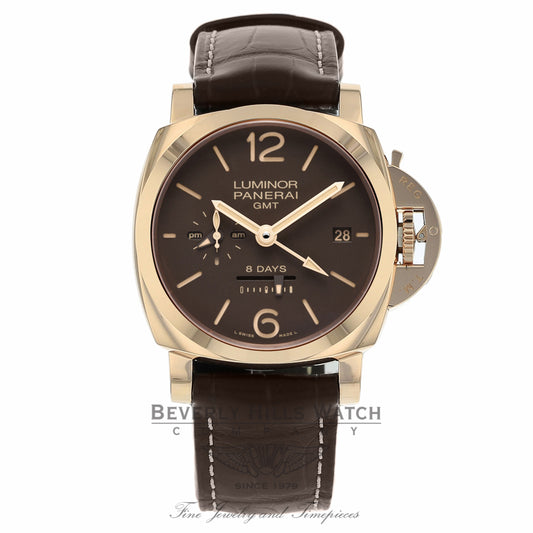Panerai Luminor 1950 Brown Dial 18k Rose Gold PAM00576 MX80N7 - Beverly Hills Watch