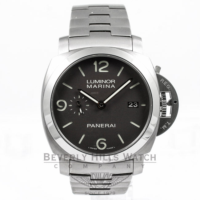 Panerai PAM00352 Luminor 1950 Marina 3 Days Automatic Titanium Bracelet Brown Dial Watch -PAM352- Beverly Hills Watch Company Watches