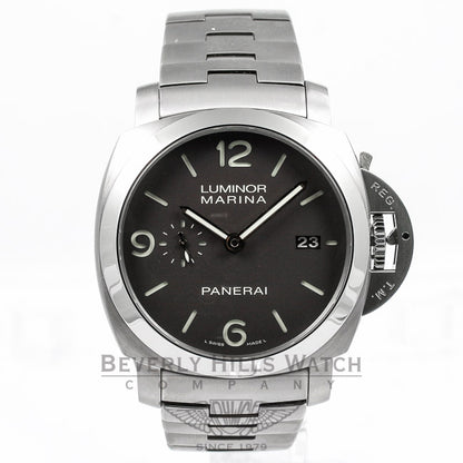 Panerai PAM00352 Luminor 1950 Marina 3 Days Automatic Titanium Bracelet Brown Dial Watch -PAM352- Beverly Hills Watch Company Watches