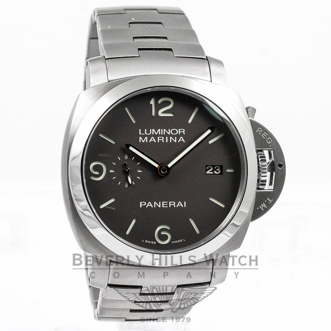 Panerai PAM00352 Luminor 1950 Marina 3 Days Automatic Titanium Bracelet Brown Dial Watch -PAM352- Beverly Hills Watch Company Watches