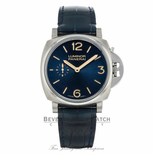 Panerai Luminor Due 3 Days Titanio 42mm Blue Dial PAM00728 7MPL2F - Beverly Hills Watch