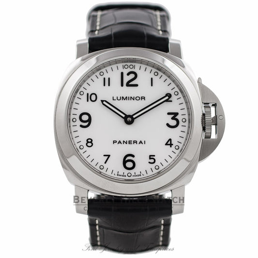Panerai Luminor Base 44MM Manual Stainless Steel White Dial PAM00114 RJU5W2 - Beverly Hills Watch Company Watch Store