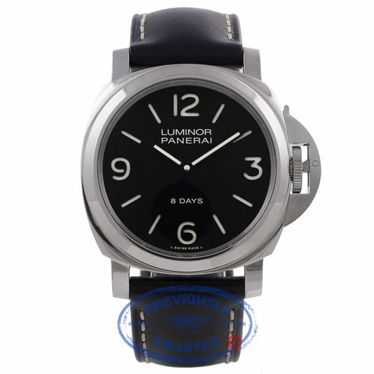 Panerai Luminor Base 8 Day Manual Wind Black Dial Stainless Steel PAM00560 ZL80VY - Beverly Hills Watch Company Watch Store