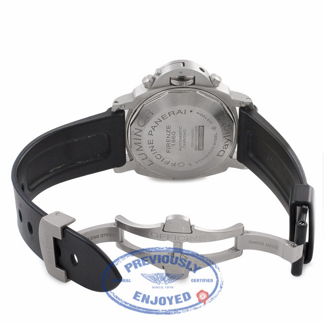 Panerai Daylight Chronograph Orange Markings Black Dial PAM00356 4TJCTW - Beverly Hills Watch Company Watch Store