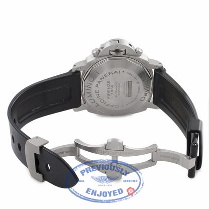 Panerai Daylight Chronograph Orange Markings Black Dial PAM00356 4TJCTW - Beverly Hills Watch Company Watch Store