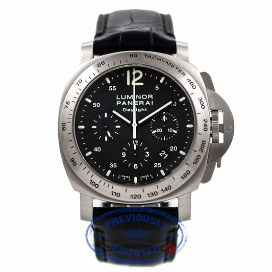 Panerai Luminor Dalight Chronograph 44MM Stainless Steel Black Dial PAM00250 UTM4UA - Beverly Hills Watch Company Watch Store