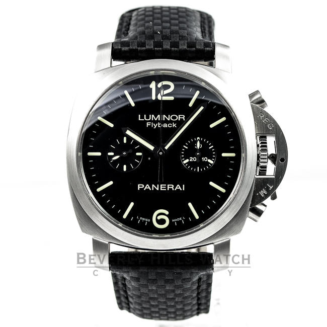 Panerai PAM00361 Luminor Flyback Stainless Steel Carbon Fiber Strap Watch -PAM361- Beverly Hills Watch Company Watches