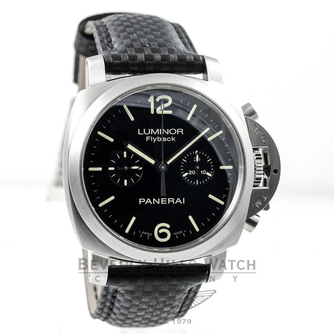 Panerai PAM00361 Luminor Flyback Stainless Steel Carbon Fiber Strap Watch -PAM361- Beverly Hills Watch Company Watches