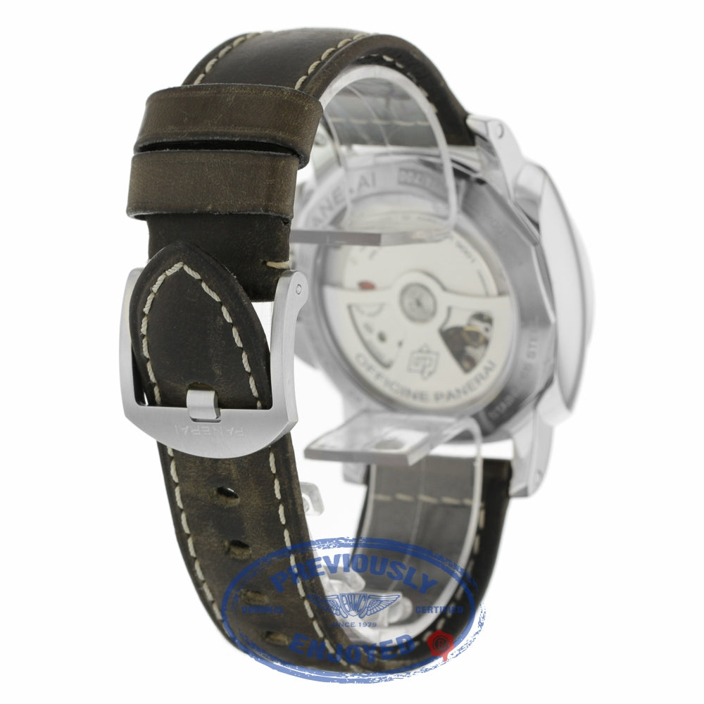 Panerai Luminor GMT 1950 3 Days Black Hobnail Dial Stainless Steel Leather Strap PAM00535 NNRDEL - Beverly Hills Watch Company