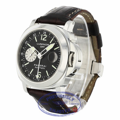 Panerai Luminor GMT 44MM Stainless Steel Black Dial Brown Alligator Strap PAM00088 XT4L9T - Beverly Hills Watch Company