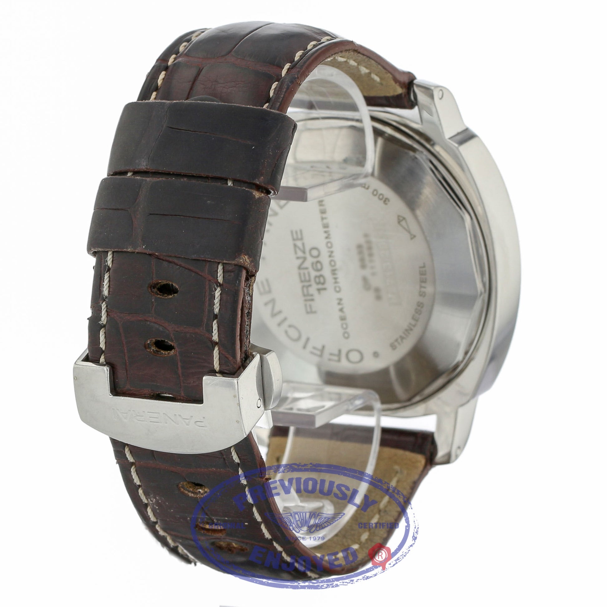 Panerai Luminor GMT 44MM Stainless Steel Black Dial Brown Alligator Strap PAM00088 XT4L9T - Beverly Hills Watch Company