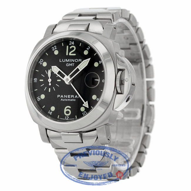 Panerai Luminor GMT Automatic 40mm Stainless Steel Black Dial PAM00160 MV81A7 - Beverly Hills Watch Company