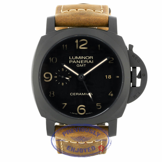 Panerai Luminor 1950 3 Days GMT Black Dial Brown Leather PAM00441 J8CUPU - Beverly Hills Watch