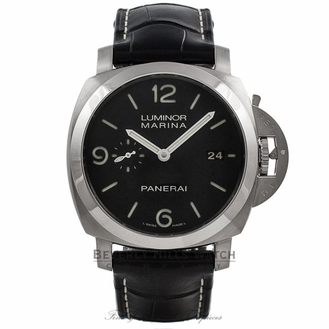 Panerai PAM00312 Luminor Marina Stainless Steel 44mm 1950's Case Leather Strap Automatic PAM00312 QKX6WV - Beverly Hills Watch Company Watch Store