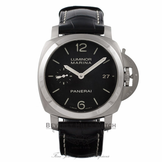Panerai Luminor Marina 1950 Stainless Steel Case Black Crocodile Strap 42MM Automatic P9000 Movement PAM00392 KC5M4F - Beverly Hills Watch Company Watch Store