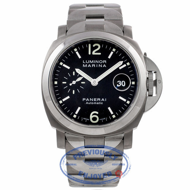Panerai Luminor Marina Stainless Steel Titanium 44MM Black Dial Bracelet PAM00165 UPAP99 - Beverly Hills Watch Company Watch Store