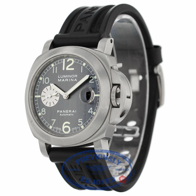 Panerai Luminor Marina Automatic 44mm Anthracite Arabic Dial Rubber Strap PAM00086 T0V17L - Beverly Hills Watch Company