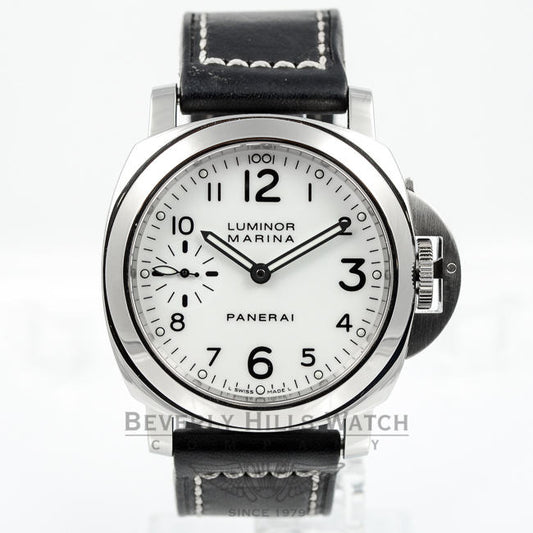 Panerai PAM00113 Luminor Marina Stainless Steel White Dial Manual Wind Watch -PAM113- Beverly Hills Watch Company Watches