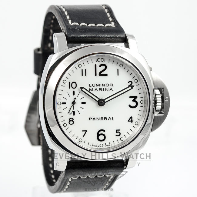 Panerai PAM00113 Luminor Marina Stainless Steel White Dial Manual Wind Watch -PAM113- Beverly Hills Watch Company Watches