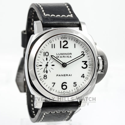 Panerai PAM00113 Luminor Marina Stainless Steel White Dial Manual Wind Watch -PAM113- Beverly Hills Watch Company Watches