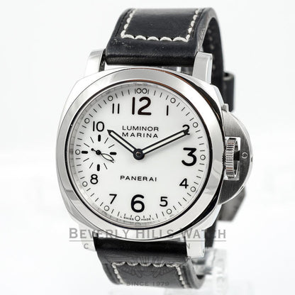 Panerai PAM00113 Luminor Marina Stainless Steel White Dial Manual Wind Watch -PAM113- Beverly Hills Watch Company Watches