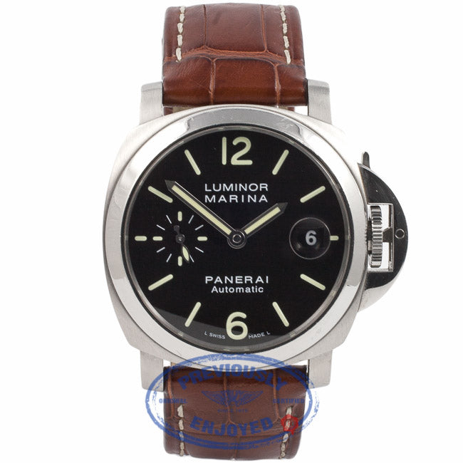 Panerai Luminor Marina Automatic Black Dial Stainless Steel PAM104 NV41UK - Beverly Hills Watch Company Watch Store