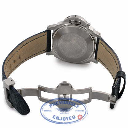 Panerai Marina Luminor 40MM Stainless Steel Blue Dial Crocodile Strap PAM00070 60YU15 - Beverly Hills Watch Company Watch Store