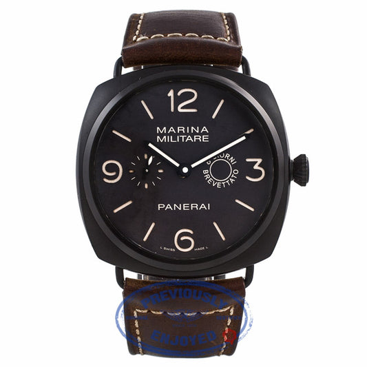 Panerai Radiomir Composite Marina Militare 8 Giorni 47MM Stainless Steel Brown Dial Brown Strap PAM00339 LMCTX2 - Beverly Hills Watch Company Watch Store
