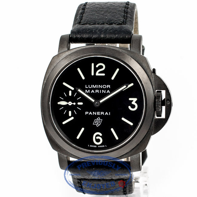 Panerai PAM00005 Luminor Marina Base 'Logo' 44mm Stainless Steel Black DLC Coated Case PAM05 Beverly Hills Watch Company Watch Store