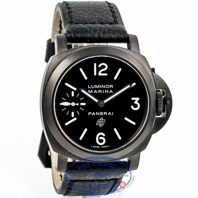 Panerai PAM00005 Luminor Marina Base 'Logo' 44mm Stainless Steel Black DLC Coated Case PAM05 Beverly Hills Watch Company Watch Store