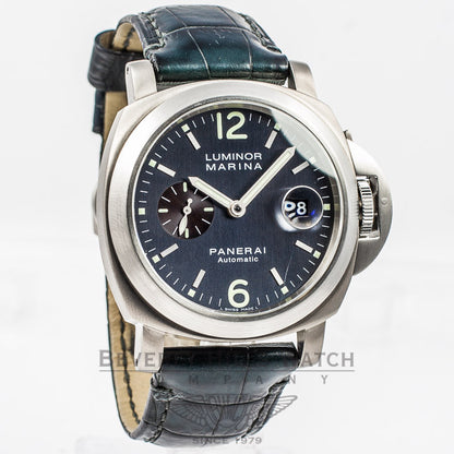 Panerai PAM00091 Luminor Marina Titanium 44mm Case Anthracite Dial Blue Leather Strap Deployment Buckle Watch PAM91 Panerai Watch Store Beverly Hills