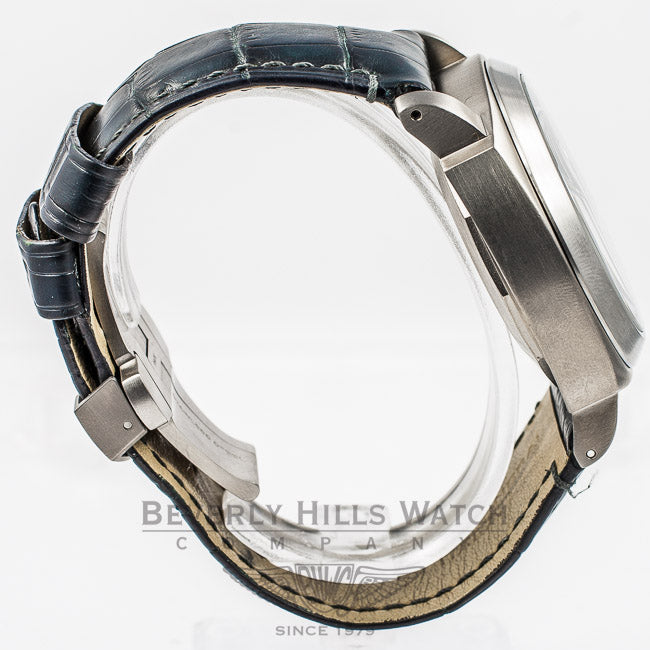 Panerai PAM00091 Luminor Marina Titanium 44mm Case Anthracite Dial Blue Leather Strap Deployment Buckle Watch PAM91 Panerai Watch Store Beverly Hills