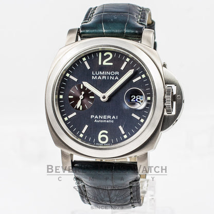 Panerai PAM00091 Luminor Marina Titanium 44mm Case Anthracite Dial Blue Leather Strap Deployment Buckle Watch PAM91 Panerai Watch Store Beverly Hills