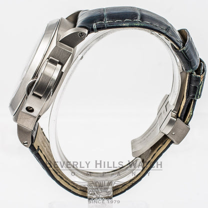 Panerai PAM00091 Luminor Marina Titanium 44mm Case Anthracite Dial Blue Leather Strap Deployment Buckle Watch PAM91 Panerai Watch Store Beverly Hills