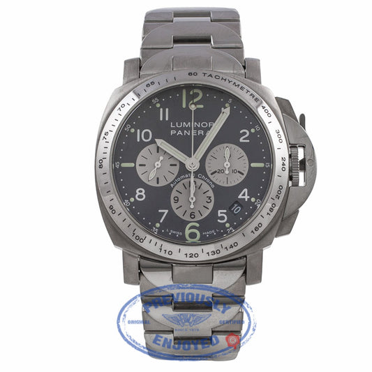 Panerai Luminor Titanium 40MM Grey Dial Chronograph Bracelet PAM00121 2H0F7D - Beverly Hills Watch Company Watch Store