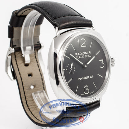 Panerai PAM00183 Radiomir Black Seal 45mm Stainless Steel Case Manual Wind Black Sandwich Dial Manual Wind Watch PAM183 Beverly Hills Watch Company Watch Store