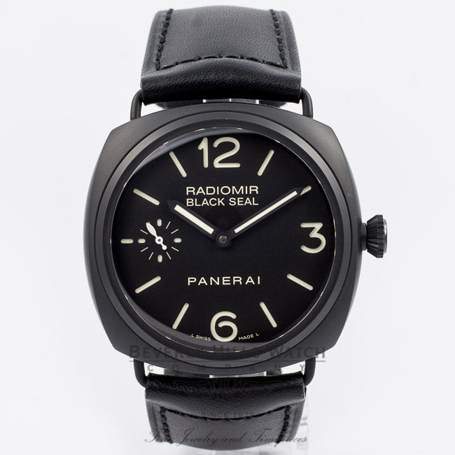 Panerai PAM00292 Radiomir 45mm Black Ceramic Case Black Dial Manual Wind Leather Strap Watch PAM292O Beverly Hills Watch Company Watch Store