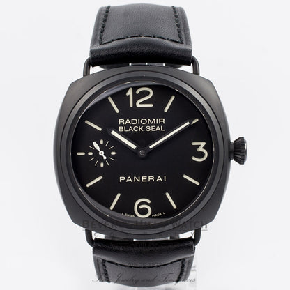 Panerai PAM00292 Radiomir 45mm Black Ceramic Case Black Dial Manual Wind Leather Strap Watch PAM292O Beverly Hills Watch Company Watch Store