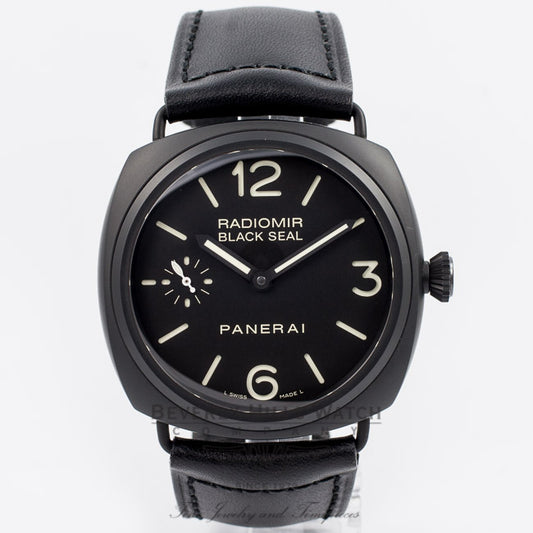 Panerai PAM00292 Radiomir 45mm Black Ceramic Case Black Dial Manual Wind Leather Strap Watch PAM292O Beverly Hills Watch Company Watch Store