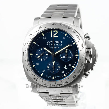 Panerai PAM00327 Luminor Daylight Titanium Chronograph Blue Dial Watch -PAM327- Beverly Hills Watch Company Watches