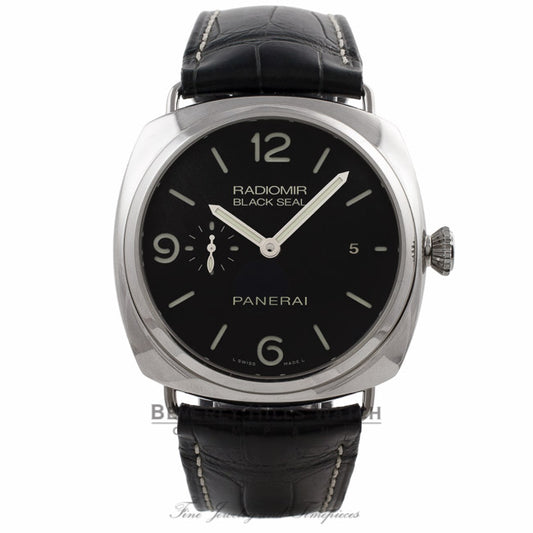 Panerai Radiomir 3 Day Power Reserve Automatic Black Dial Black Leather Strap PAM00388 F26AAN - Beverly Hills Watch Company Watch Store