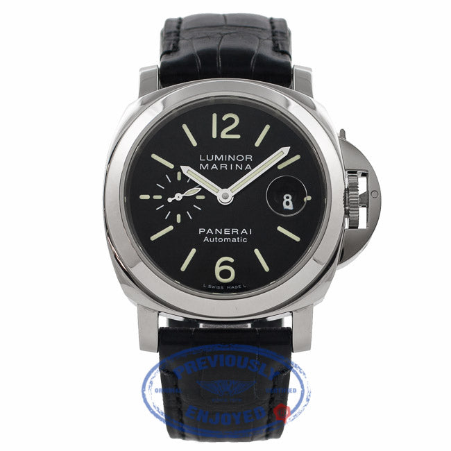 Panerai Luminor Marina Stainless Steel 44MM Black Dial PAM 104 U1646M - Beverly Hills Watch Company Watch Store