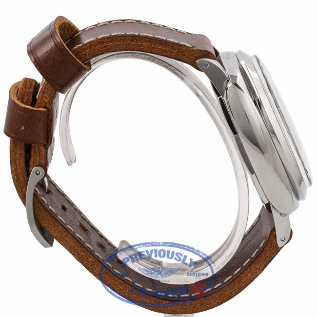 Panerai Stainless Steel Black Dial Brown Leather Strap 47MM PAM372 ZZAQD3 - Beverly Hills Watch Company Watch Store