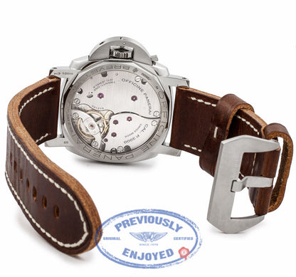 Panerai Stainless Steel Black Dial Brown Leather Strap 47MM PAM372 ZZAQD3 - Beverly Hills Watch Company Watch Store