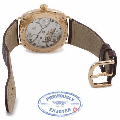 Panerai Radiomir 45MM Rose Gold Black Dial Brown Leather Strap PAM231 8Q9VQT  - Beverly Hills Watch Store