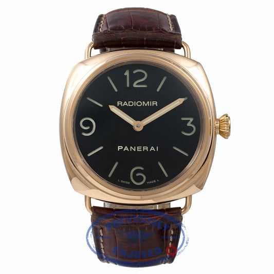 Panerai Radiomir 45MM Rose Gold Black Dial Brown Leather Strap PAM231 8Q9VQT  - Beverly Hills Watch Store