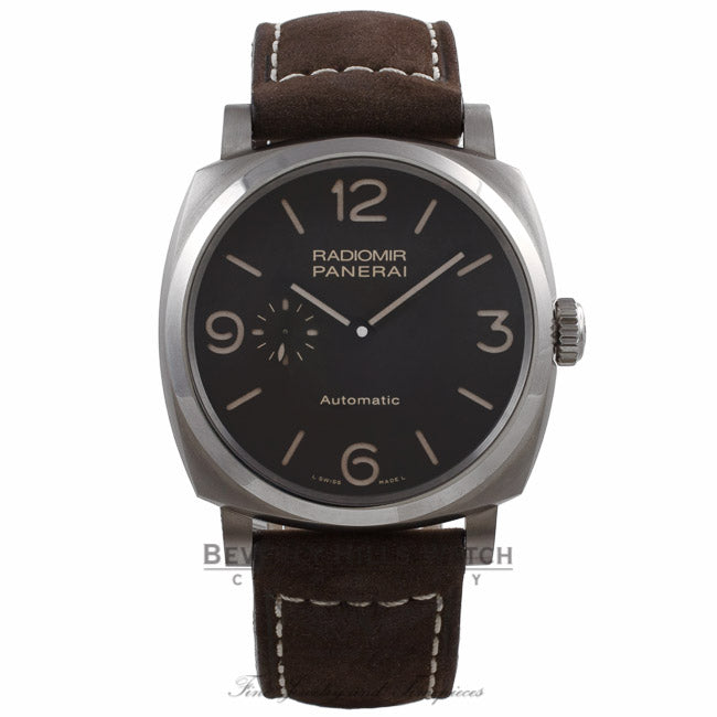 Panerai Radiomir 1940 3 Days Titanium 45MM Brown Dial Brown Leather Strap PAM00619 MN1ECH - Beverly Hills Watch Company Watch Store