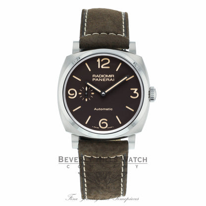 Panerai Radiomir 1940 3 Days Titanium 45MM Brown Dial Brown Leather Strap PAM00619 MN1ECH - Beverly Hills Watch Company Watch Store