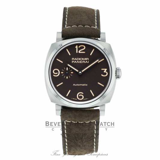 Panerai Radiomir 1940 3 Days Titanium 45MM Brown Dial Brown Leather Strap PAM00619 MN1ECH - Beverly Hills Watch Company Watch Store